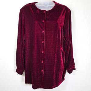 Vintage Anne Carson Velvet Top Women's 1X Red Asian Dark Romantic Whimsigoth
